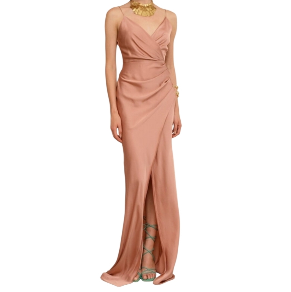 Anthropologie BHLDN Piper Pink Rose Satin Dress Wedding Cocktail Bridesmaid 8
